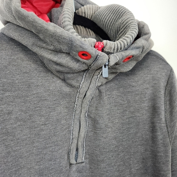 Hollister VTG Y2K 2000s Skater Half Zip Hooded Sweatshirt Grey Hoodie Size XL - Picture 4 of 16